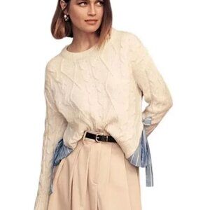 ANTHROPOLOGIE - oversized cream sweater with cuff detail